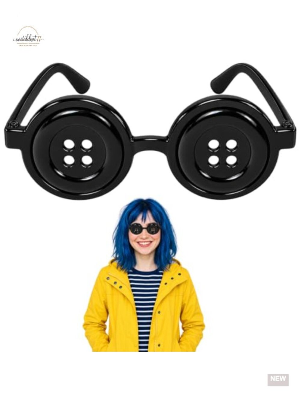 Button Eye Glasses Halloween Costume Cosplay Party Accessories Round